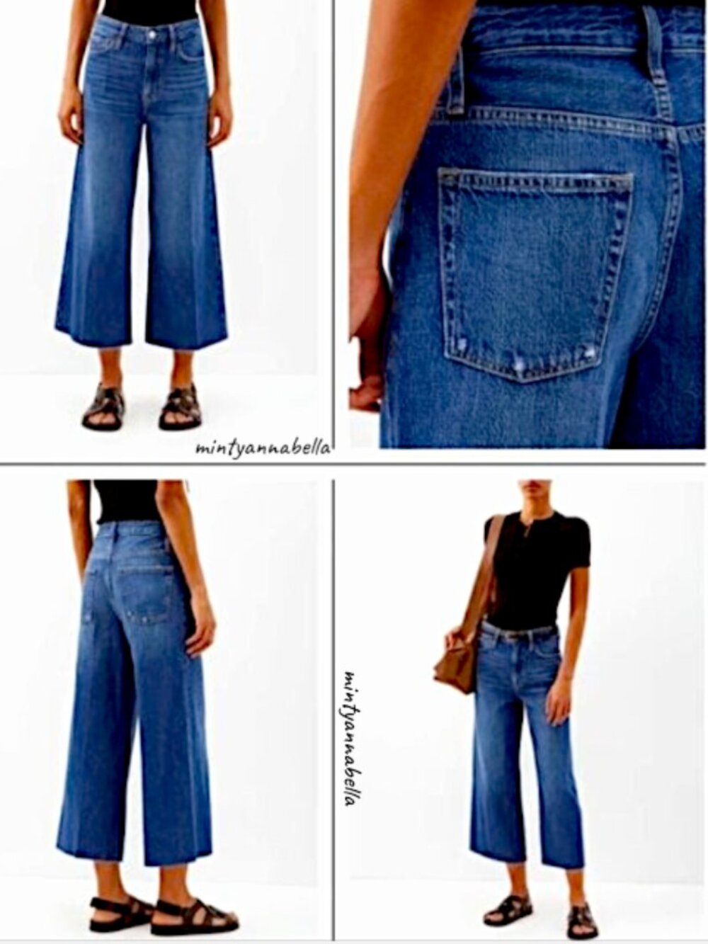 FRAME High Rise Wide Crop | Raw Hem Jeans